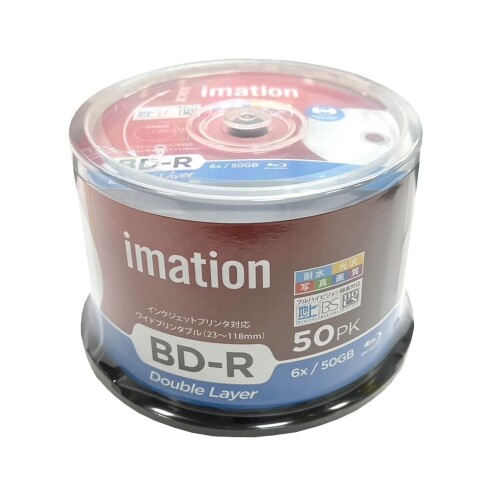 imation（イメーション） 1回録画用 ブルーレイディスク 耐水・光輝活動写真画質 (お水遮蔽物) BD-R DL 50GB IM095 (片面2層 1-6倍速 50枚)