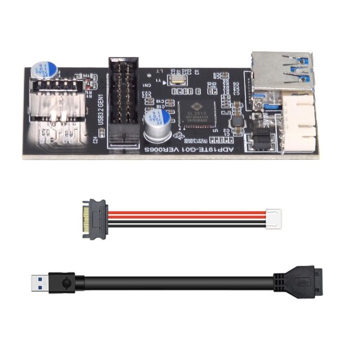NFHK USB 3.0 20ピン - Type-E & デュアルポート メス PCBA タイプ アダプター スプリッター ハブ 5Gbps