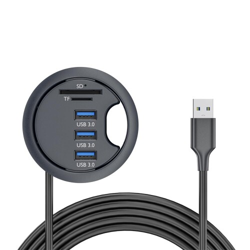 NFHK USB 3.0 ハブ SD TF 3ポート USB 60mm デスクグロメット スプリッター ドックステーション マイクロSDカードリーダー デスクトップPCデスク用