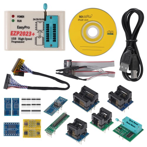 EZP2023 USB SPIプログラマフルセット + 12アダプタ受け支える 24 25 93 95 EEPROM Flash Bios Windows EZP2019相応う (USBプログラマ + 12アダプタ)