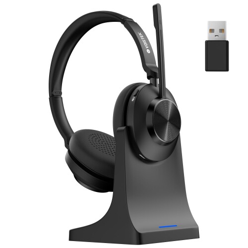 Voistek お役目用 無線電話上端仕掛ける Bluetooth5.3 上端仕掛ける 申し受ける照明ランプ付き添い人 USBドングル 両耳: 新型ノイズキャンセリングマイク付き添い人 むき出し指向性 名取り草捏ち上げる ミュートボタン付き添い人 2台