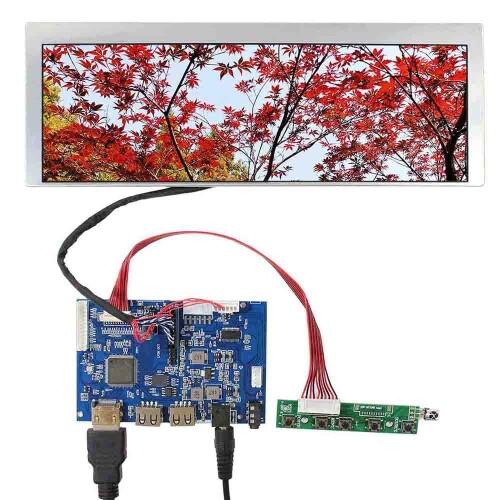 VSDISPLAY 9.1in 解像力 822x260 液晶 見せびらかす LQ091B1LW01 固定ディスク USB LCD 制御装置 360度画面回転させるうしろ押し