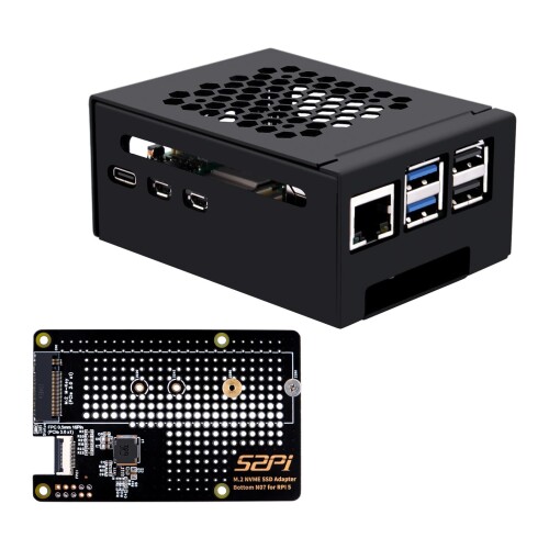 GeeekPi メタルケース N07 M.2 NVMe SSD Pip PCIe ペリフェラルボード底部 Raspberry Pi 5 用、サポート M.2 Key-M NVMe SSD 2230/2242/2260/2280