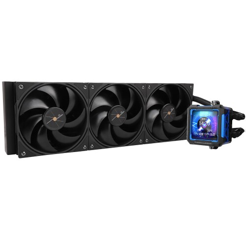 THERMALRIGHT FW PRO 360 Black CPU AIOクーラー、320*320解像度のIPS LCDスクリーン、AM5\u0026Intel 1700/1851用、高性能360スペック水冷ラジエーター、2.73インチ着脱式ディスプレイ付き
