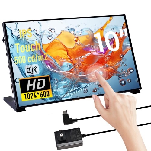 GeeekPi 静電容量式タッチスクリーン Raspberry Pi用 HDMIモニター IPS 1024X600 LCDディスプレイ デュアルスピーカー付き Raspberry Pi 5/4B/3B+/3B/B+用 Raspberry Piボードを取り付けるためのマウント穴付き