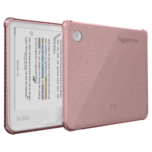 「黄変防止・落下保護」TUDIA SKN Kobo Libra Colour 用 ケース (2024) カバー 7インチ ? 「四隅保護」耐衝撃 薄型 軽量 クリア 背面 TPU バンパー ピッタリ装着 (ピンクグリッター)