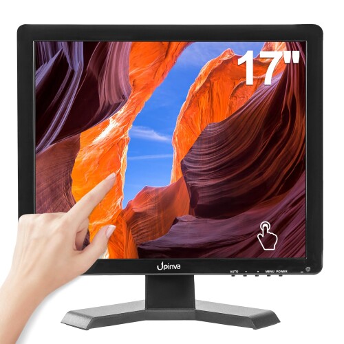 Upinva 17インチ 静電容量式タッチモニター｜10点マルチタッチ対応｜1280x1024 4:3解像度｜HDMI/VGA/AV/USB/BNC入力｜内蔵スピーカー｜POS/ゲーム機(PS5/PS4/Switch)/PC用