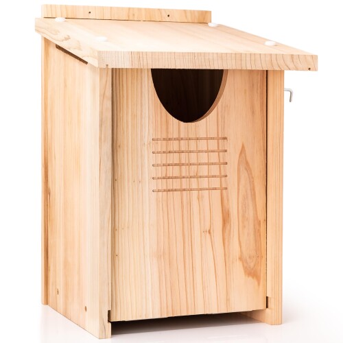 WHITEHORSE 大型フクロウハウス - プレミアムシダーウッド - 耐候性設計 - 41 x 30 x 28 cm - いくつかの日本の種に適したフクロウの巣箱。