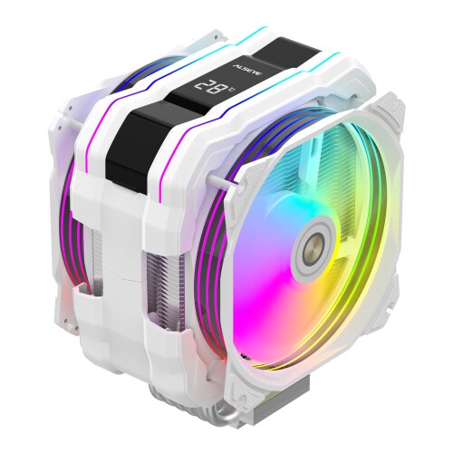 ALSEYE M120DPlus CPUクーラー、温度表示空冷CPUクーラー、にはデュアルARGB PWM 120mmファンが付属し、Intel LGA1700/ 1200/ 115X/ 2011/ 2066/ 1366およびAMD AM5/AM4をサポートします (120mm, ホワイト)