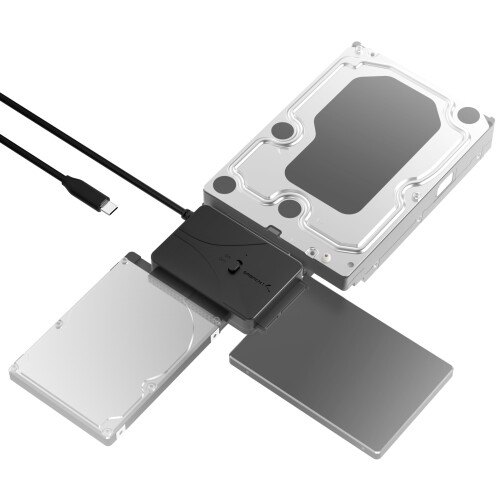 Sabrent USB Type C - SSD/SATA/IDE 2.5/3.5/5.25インチ HDDコンバーター UL電源供給&LEDアクティビティライト付き (10TBサポート) (USB-DS12)