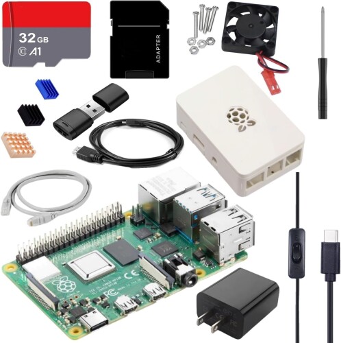 Vesiri Raspberry Pi 4B Starter Kit技適取得済 Raspberry Pi 4 Model B(RAM 4GB)/ラズベリーパイ4B/32GB カード/5V 3A USB-Type-C ON/OFFスイッチ付き電源アダプター/Micro HDOUTケーブルライン/CAT6ネットケーブル/ラズ
