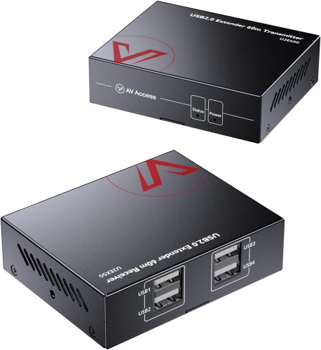 AV Access USB エクステンダー 厚地の外套 Cat5e/6/6a/7 196フィート/60M、4USB2.0 界面、繋ぎ アンド かき鳴らす、１番ウッド不必要、全てのオペレーティング 取り合わせ、鍵盤、二十日鼠を受け支える USB