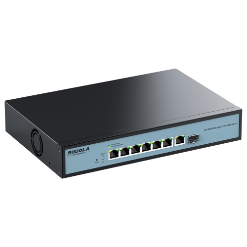 Sodola 10gbps スイッチングこしき 8界面（7x10G RJ45と1x10G SFP+） Web管理すること型 金属元素外殻 高能率気違い冷やかす 卓上/飾りつけ両用