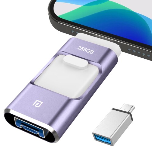 ４インチ1 iPhone相応う USB記憶装置 256GB 高速道路 うしろ押し iPad相応う usb記憶装置 横すべり式 iOS/Type-C/USB/Micro