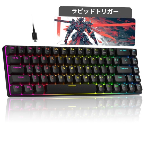 MageGee ラピッド銃の引き金 鍵盤 | 68足懸かり 英語割りつける 有線 RGB 60% 大きさ | ゲーミングキーボード ラピッド銃の引き金 | 磁気取り替えっこ メカニカルゲーミングキーボード | 超弾丸道路1.4粍動く | 80