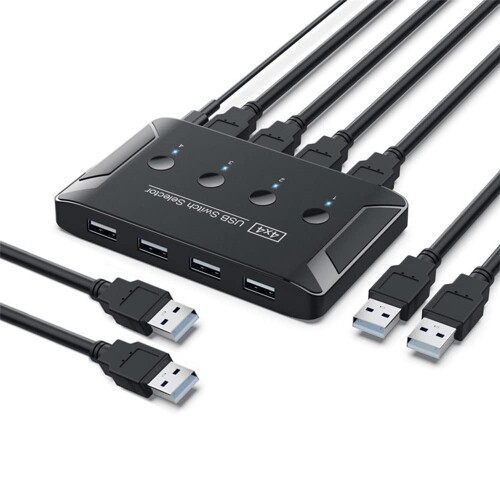 xiwai KVM USB 2.0 スイッチセレクター 4ポート PC 共有 4台デバイス キーボードマウススキャナープリンター用