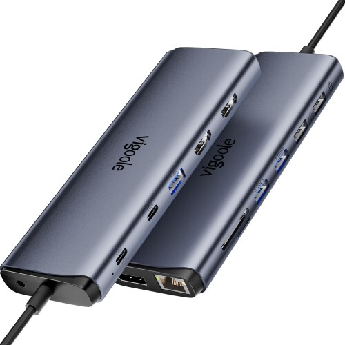 Vigoole 8K Thunderbolt 4と取り替えっこ性ドック、MacBook 縛ステイション 3 管する、10Gbps USB C こしきデュアル HDMI、見せびらかす界面、イーサネット、100W PD、マイクロホン/オーディオ、USB C\u0026A 3.2 Gen
