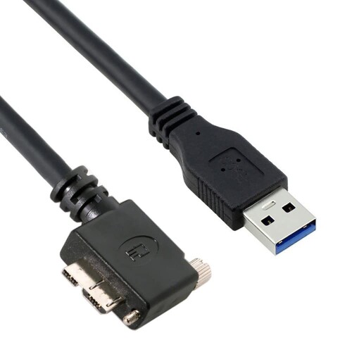 CY Cable Micro USB3.0 シングルスクリューロック USB3.0データ 5Gbps 電源ケーブル 90度直角タイプ VR産業用カメラコンピュータ用 (5.0m)