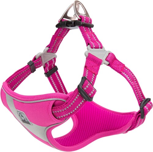 cocomall 負担軽減犬用ハーネス 日本授権店 犬用胴輪 ドッグ ペット用品 ハーネスリード 3M反射材料 訓練 ナイロン製 小型犬、中型犬、大型犬に向け 通気性 調節可能 (L, ピンク)