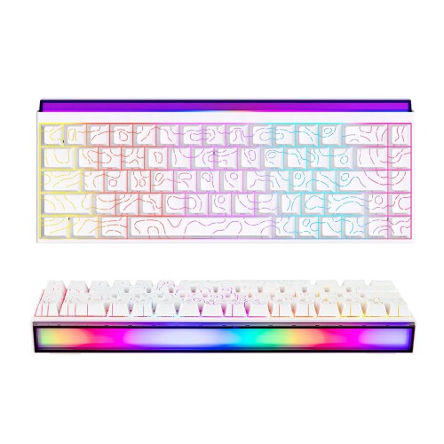 MechLands AJAZZ NK68 有線ゲーミングキーボード 点火装置ボックス席付き添い人 65% パウダーコンパクト メカニカルキーボードホットスワップ相応う シャインスルーキーキャップ NKRO Windows/mac/Android相応う (White Topograp