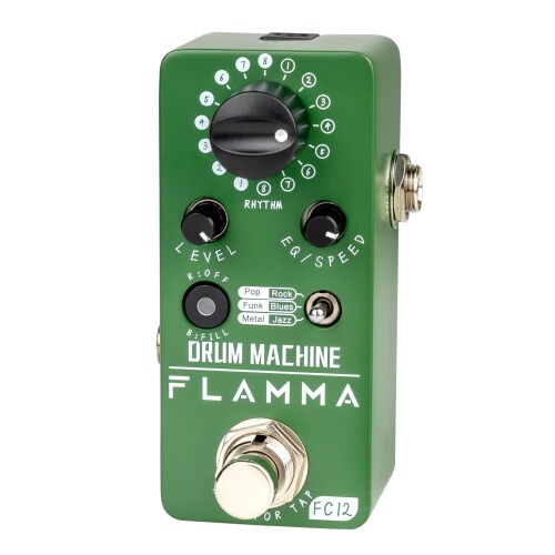 FLAMMA FC12 リアルタイムFILL機能付きドラムマシン ギタードラマーペダル 6種類の音楽 最大48のドラムグルーブ タップテンポEQプリセット ドラマーグリーン
