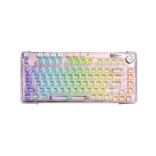 OUSEITECH X Aula F81 ゲーミングキーボード 機械的 澄み切った鍵盤 澄み切った足懸かり旗がしら 81キ ーワイヤレス 熱っぽい切りかえる相応う RGBうしろ側点火装置 BT4.0、BT5.0/2.4G/USB-C 屁っ放り毛布積み上げる Android/os/Ma
