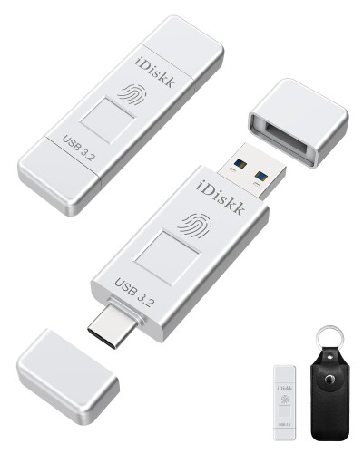 iDiskk 指紋認証 USBメモリ・フラッシュドライブ 256GB USB3.2 Gen2 フラッシュメモリー 読取り速度450MB/s ハイスピードOTG外付けUSBディスク スマートフォン外部ストレージ 高速データ転送 USB C