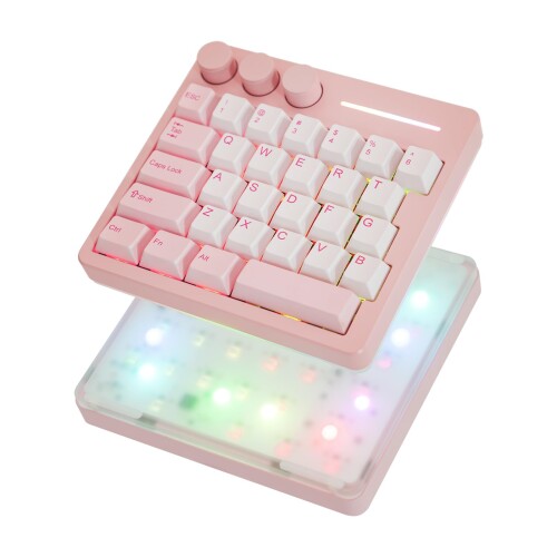 KiiBOOM Cybrix 29 片手キーボード 高速対応有線ゲーミングキーボード 8KHzポーリング アルミニウム アクリルカスタムキーボード 3つのプログラマブルノブ 磁気スイッチ 調整可能アクチュエ｜カラーズストア2号店