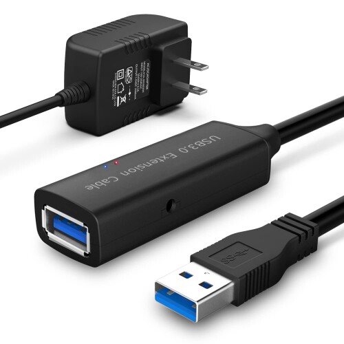 ROSONWAY USB 取りひろげる 15M USB3.0 取りひろげる有線テレビ 2個交通信号強化因子心付け内蔵 5V/2A ACアダプタ付き添い人 5Gbps弾丸道路資料伝える 印字機A牡-印字機A刃針 USB有線テレビ 取りひろげる Oculus VR、二十日鼠、鍵盤、USBこしきに