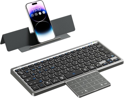 Ewin キーボード Bluetooth ワイヤレス JIS規格による日本語配列 タッチパッド&テンキー機能切替可能 多機能カバースタンド付き マルチペアリング 三台デバイス対応 静音 パソコン iPad スマ｜カラーズストア2号店