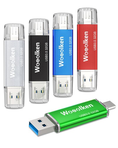 USB記憶装置 Type C 32GB 5個仕掛ける Wooolken USB閃光電球運転 2インチ1 OTG USB 3.0 + USB C記憶装置 手合いC 弾丸道路伝わらすデュアルド 総締め運転