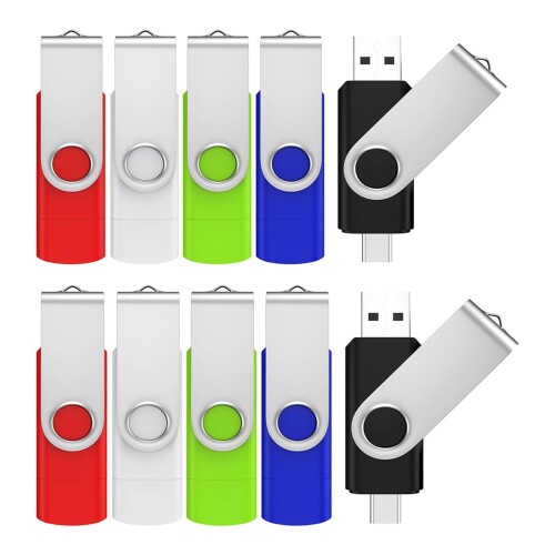 ABLAZE USB記憶装置 8GB 10本仕掛ける USB2.0 + Type-C デュアルコネクタ 閃光電球運転 iPhone16/15, Android スマホ, マイコン, 経口避妊薬, Mac, iPad 相応う