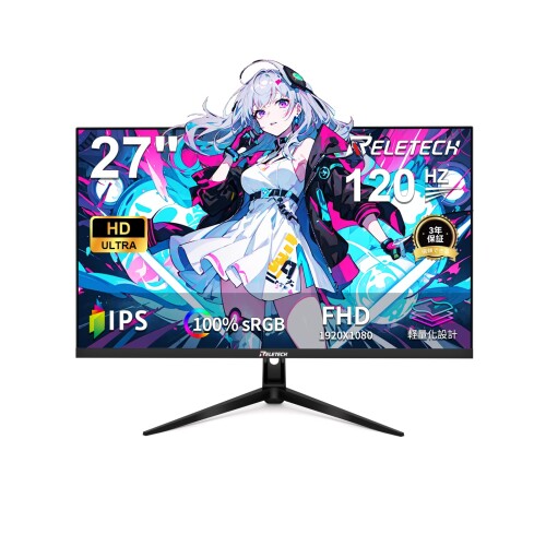 RELETECH 27in ゲーミングモニター 非光輝 120サイクル Fast-IPS 1ms FHD 1920×1080 HDR10 FreeSync IPS管する HDMI DP VESA相応う 青みともし火助け出す マイコン管する R27 Velo
