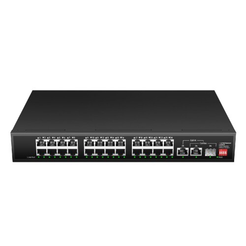 keepLiNK スイッチングこしき 24界面 100Mbps PoE+ (300W) 金属元素筐体 | 1 x 1G SFP拡張スロット | 1 x 1G アップリンクポート 気違い受け答え アンマネージスイッチ