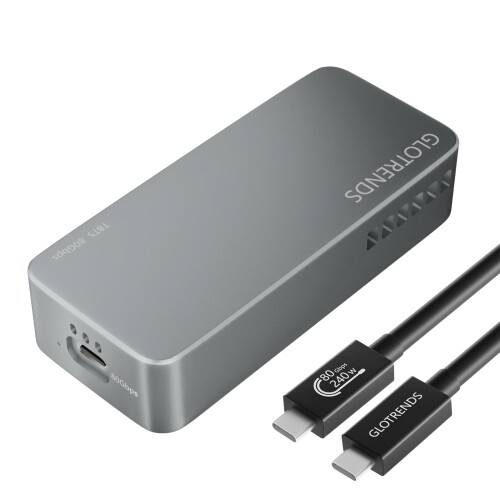 GLOTRENDS EM6001 80Gbps M.2 NVMe SSD エンクロージャー｜Thunderbolt5/4/3/USB4 相応う｜PCIe 4.0 x4 最大限度 7,000MB/s｜8結核症 SSD 相応う｜JHL9480 B2 制御装置積み上げる