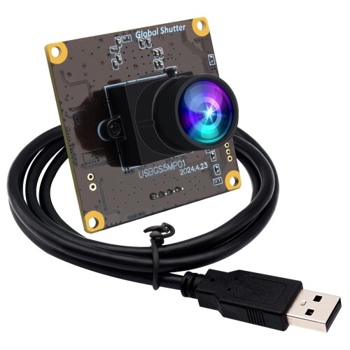 ELP 5MP グローバルシャッター 50fps USB カメラモジュール (コンピューター用) UVC USB2.0 Lightburn カメラ (レーザー彫刻機用) 高速 60fps PC カメラ ライブストリーミング用広角 Web カメラ (100° 低