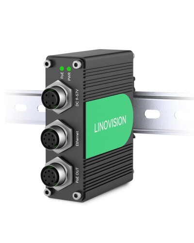 LINOVISION 加工用 ギガビット BT90W PoE++ インジェクター、M12界面を積み上げる、DC 9~57V最終生産物に相応う