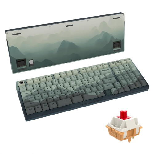 GATERON iG 98一緒になるブランドメカニカルゲーミングキーボード、熱っぽい切りかえる相応う3流行り物有線/Bluetooth/2.4G無線電話鍵盤、WindowsおよびMac用RGB点火装置、PBT足懸かり旗がしら付き添い人 (マウンテ