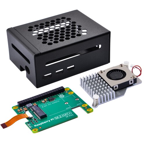 GeeekPi Raspberry Pi 5用金属元素容れもの、堅苦しさRaspberry Pi M.2 HAT+およびアクティブクーラー付き添い人、M.2 SSD 2230/2242を受け支える