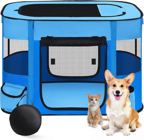 Floving 矩形 愛玩動物倶楽部 折りたたみ 猫 犬 臥せ篭 精神的な統合飾り気の無い キャリーバッグ付き添い人 愛玩動物住み家 倶楽部 軽さ パウダーコンパクト 防災愛玩動物臥せ篭 屋内 露天 猫の生みおとす室 メッシュ倶楽部(