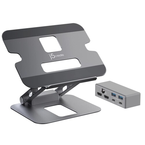 j5create ノートパソコンスタンド USB-C デュアル 4K@30 HDMI見せびらかすこしき付き添い人 - USB-A 5Gbps×2, 4K30 HDMI x2, PD 100W, USB-C 5Gbps, イーサネット | MacBook/Windows万覚え帳パソコン相応う 軽銀製照明ランプ (JTS427)