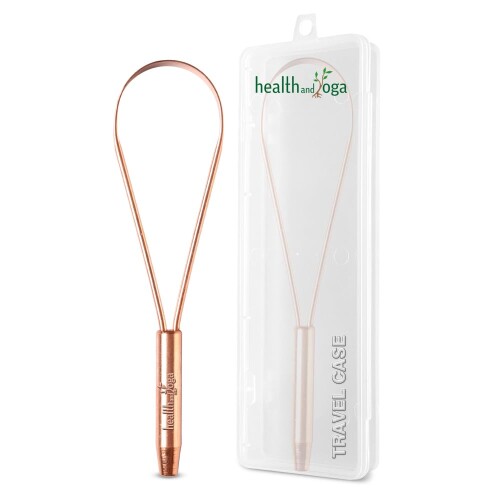 qLoop Copper Tongue Cleaner ?Easy One Hand Use ? Larger Surface Coverage ?Ayurvedic Copper Health for Fresh Breath and Total Oral Hygiene (Single)画像