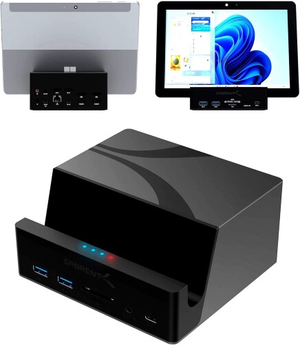 SABRENT USB-C ユニバーサル ドッキング ステーション、ラップトップ、ウルトラブック、Chromebook、MacBook、iPad、タブレット、スマートフォン用デュアル モニター Displaylink ドック (DS-UICA)