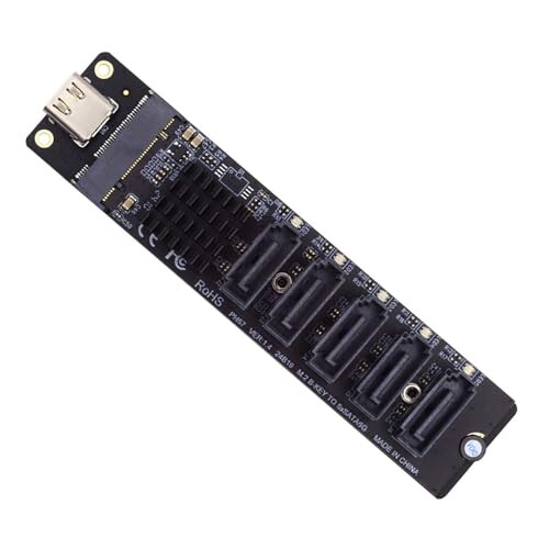 xiwai 10Gbps USBドライブ USB-C Type-C - NGFF キー B+M SATA 6Gbps 5ポート アダプター コンバーター PMポートマルチプライヤーセレクター JMB575 JMS580画像