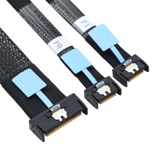 CY コード PCI-E 5.0 ミニ クール エッジ IO MCIO STR PCI-E 8i 74Pin オス - デュアル MCIO 38Pin オス エクステンダー ケーブル 50cm