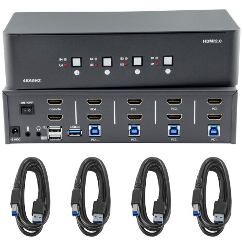 Bytecc KVM 取り替えっこ 2 台の管する、4 台の電子計算機、4 インプット 2 最終生産物、USB 3.0 万力付き添い人 8k HDMI 取り替えっこ、4 台の電子計算機で鍵盤と二十日鼠 書き割りを分かち合う、Windows/Mac/リナックス