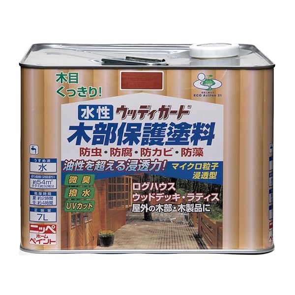 ニッペ(Nippe) 水溶性ウッディガード 7L マホガニ 水溶性 露天 ステはたご屋 日本製 4976124532474