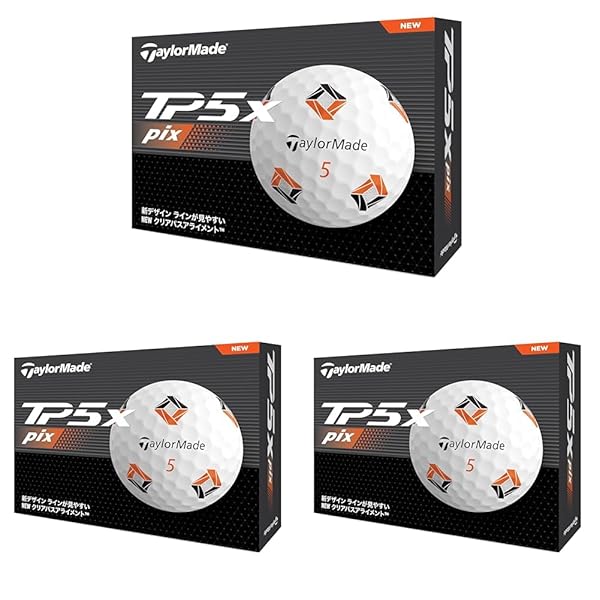 TaylorMade テーラーメイド 日本正規品 TP5x Pixシリーズ 2024 ゴルフボール 1ダース(12個入) (× 3)|Comastoric