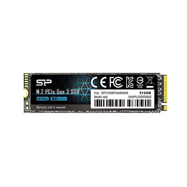 ケイ素樹脂力強さ SSD 512GB 3D NAND M.2 2280 PCIe3.0×4 NVMe1.3 P34A60続きもの 5年 SP512GBP34A60M28
