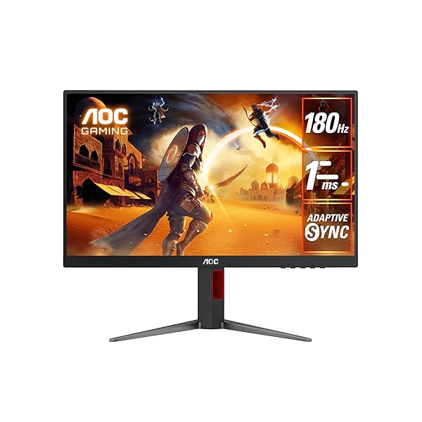 AOC ゲーミングモニター 27in, 1920×1080@180サイクル, 0.5ms, HDMI2.0 x 1/ DP1.4x1, 昇降(高さ合わせる)/チルト/